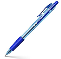Ручка шариковая автоматическая ErichKrause JOY Original, Ultra Glide Technology, синий стержень, 0,7 мм, резиновая манжетка, корпус прозрачный голубой