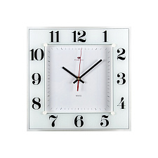 Часы настенные квадратные Рубин Классика, 310х310х45 мм, пластик, плавный ход, цвет белый