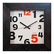 Часы настенные квадратные Salute ДС-4АС6-030, 348х348х45 мм, дерево стекло, плавный ход, цвет коричневый