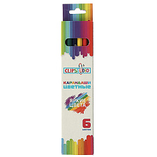 Карандаши цветные 6 цветов  ClipStudio шестигранные, пластиковые, картонная упаковка с европодвесом