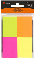 Клейкие закладки флажки бумажные "Lamark", размер 50х38мм, 50л х 4 неоновых цвета, 200 листов