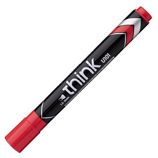 Маркер перманентный скошенный "Deli EU10140  Think" ширина линии 1,5-5мм, цвет красный