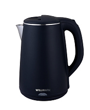 Чайник пластик WILLMARK WEK-2002PS объем 2 л, мощность 2000 Вт,  черный корпус из нержавеющей стали