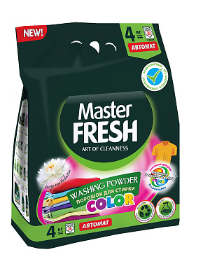 Стиральный порошок 4 кг "Master FRESH" Автомат Color с энзимами способствующими  удалению трудновыводимых загрязнений и пятен с тканей 