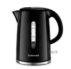 Чайник пластик BRAYER BR1032 объем 1,7 л, мощность 2200 Вт,  черный корпус из нержавеющей стали