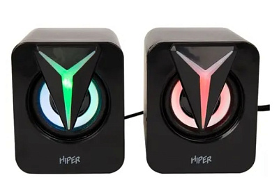 Колонки 2.0 HIPER Owl, мощность колонок 6Вт, Bluetooth, USB, подстветка, цвет черный