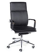 Кресло Харман экокожа, цвет черный, Хромированная крестовина. Механизм Топ-ган. Нагрузка до 120кг.