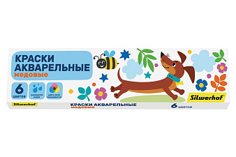 Краски акварельные медовые 6 цветов Silwerhof "Веселые друзья"  картонная коробка, без кисти