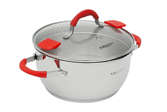 Кастрюля Катунь Аврора КТ07-D-18 2,2 л, d=18 см нержавеющая сталь, зеркальная полировка, крышка стекло