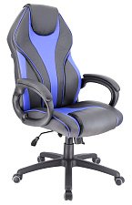 Кресло геймерское Everprof Wing TM Экокожа черный/синий. Пластиковая крестовина. Механизм Топ-ган. Нагрузка до 120 кг.