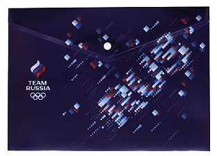 Папка с кнопкой  пластиковая,А4, плотность150 мкр,размер 235х325 мм, цвет тёмно-синий с рисунком "Команда России" 