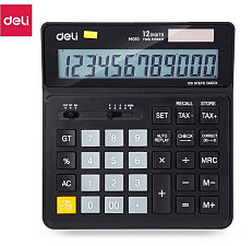 Калькулятор Deli 12 разряд. EМ01020 150x160x33 мм бухгалтерский, настольный, черный