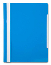 Скоросшиватель пластиковый, прозрачный верхний лист, цвет голубой