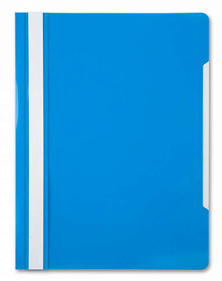 Скоросшиватель пластиковый, прозрачный верхний лист, цвет голубой