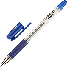 Ручка шариковая Pilot BPS-GP, масляный синий стержень, 0,7 мм, прозрачный корпус, резиновая манжетка