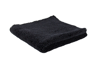Салфетка супервпитывающая из микрофибры/плюш -длинный ворс 30х30 см ,  1 шт/уп, плотность 450гр/м2, ультразвуковая обработка края, цвет черный