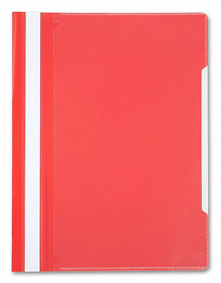 Скоросшиватель пластиковый с обложкой-файлом для информации, карман на лицевой стороне, цвет красный