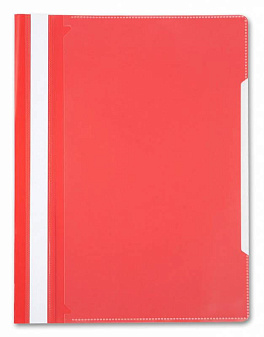 Скоросшиватель пластиковый с обложкой-файлом для информации, карман на лицевой стороне, цвет красный