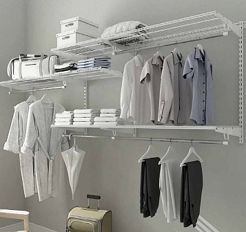 Гардеробная система Титан GS - 350 комплект №1 размер в сборе 1156x2400x350 мм (ВхШхГ), цвет Белый RAL 9016 БЕЗ СБОРКИ / ЗАКАЗНАЯ ПОЗИЦИЯ 