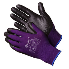 Перчатки нейлоновые со вспененным нитриловым покрытием, размер L (9), цвет фиолетовый "GWARD Oil Grip N1007"для работы со скользкими предметами