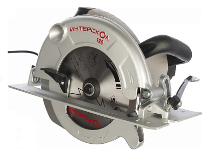 Пила дисковая электрическая ИНТЕРСКОЛ ДП-190/1600М мощность 1600ВТ, 4800 об/мин, размер диска 190мм, посадка 20мм, максимальная глубина пропила 63мм, угол пропила 0-45град, паралельный упор, диск в комплекте,Плавный пуск, кабель 4 м