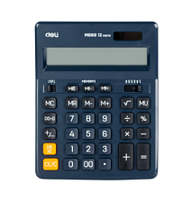 Калькулятор Deli 12 разряд. EМ888 203х158х31мм, бухгалтерский, настольный, темно-синий