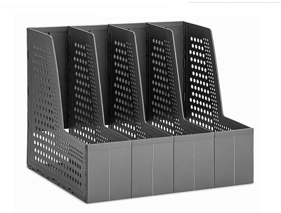 Вертикальный накопитель 4 отдела Deli 79006black  пластиковый, складной, размеры 335х250х260мм, цвет черный