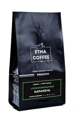 Кофе "Этна "Карамель" в зернах 250гр 100% Арабика, мягкая упаковка