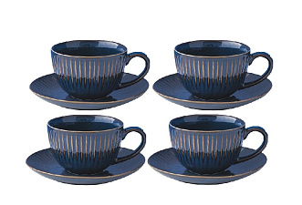Чайный сервиз 8 предметов 4 персоны Easy Life "Gallery" состав: 4 чашек 0,25л 4 блюдца 15 см, материал: фарфор, цвет синий
