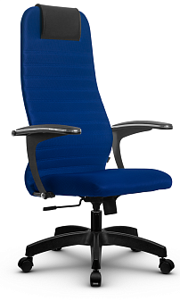 Кресло SU-BU158-10. Обивка - ткань/сетка, цвет синий. Пластиковая крестовина. Механизм Топ-ган. Нагрузка до 120 кг.