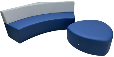 Комплект модульной мебели состоит из: Модуль М14 3-местный экокожа сидение Euroline 903 синий/спинка 985 серый (1 категория) 2070х1160х740мм (ШхГхВ) + Пуф М12 экокожа Р2 Euroline 903 синий (1 категория) 920х920х400мм (ШхГхВ)