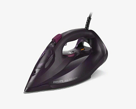Утюг Philips DST7061/30 мощность 3000ВТ керамическая подошва, паровой удар до 250 г/мин, подача пара до 55 г/мин, разбрызгивание, вертикальное отпаривание, противокапельная система, самоочистка, мерный стакан, шнур 2м, цвет фиолетовый