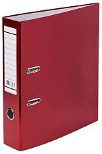 Папка-регистратор ламинированная "Metallic" ширина корешка 70мм, с арочным механизмом, цвет красный