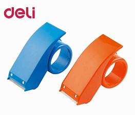 Диспенсер для скотча эргономичный  на роликовом подшипнике 50 мм DELI E801, гладкое скольжение, металлическое лезвие.