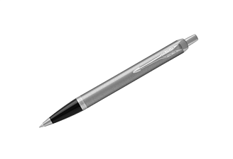 Ручка PARKER "IM Essential Stainless Steel CT", синий стержень, корпус латунь ,цвет стальной, в подарочной упаковке.