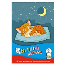 Цветной картон "Апплика" формат А-4, 6 листов 6 цветов, немелованный, односторонний в папке, ассорти