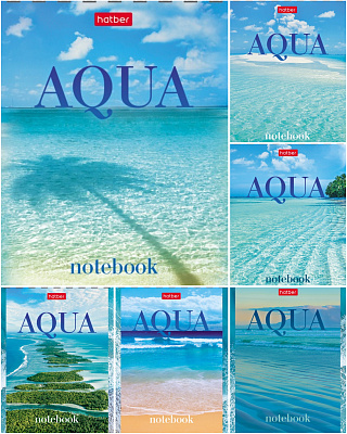 Блокнот формат А-7, 60 листов "Aqua", блок в клетку, на спирали, обложка мелованный картон, ассорти