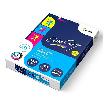 Бумага Color Copy А-3, плотность 160 г/м2, белизна 160%,яркость 99%ISO, 250 листов каландрированная.