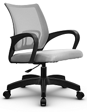 Кресло SU-CS-9 материал сетка/ткань-сетка, цвет светло-серый. Пластиковая крестовина. Механизм Топ-ган. Нагрузка до 120 кг.