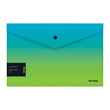 Папка на кнопке Berlingo "Radiance" пластиковая, А4, плотность180 мкр, цвет голубой/зеленый градиент