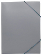 Папка на резинке "Бюрократ" А4, пластик корешок шириной 15мм, толщина 500 мкр, цвет серый