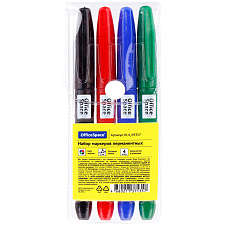 Набор маркеров перманентных 4 цвета"OfficeSpace  пулевидный,  пишущий наконечник 1мм