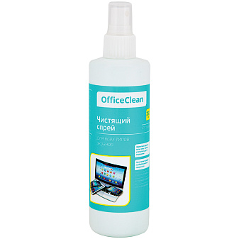 Спрей "OfficeClean" для очистки экранов мониторов, телевизоров, ноутбуков и другой техники от грязи, пыли и отпечатков пальцев 250мл
