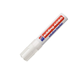 Маркер мелковый для окон EDDING E-4090/049 декоративный, белый, клиновидный наконечник, толщина линии 4-15 мм, на водной основе