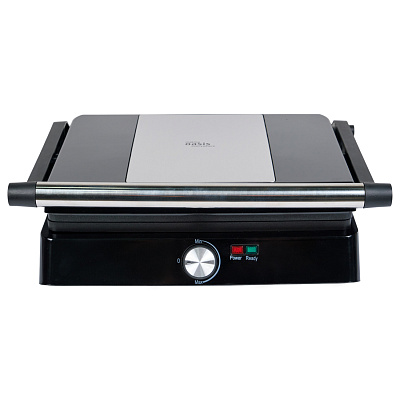 Электрогриль OASIS GR-1N 2200 Вт, размер жарочной панели – 29x23 см. LED-индикаторы работы, ненагревающийся корпус, прорезиненные ножки, поддон для сбора масла, цвет серебристый/черный