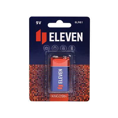 Батарейка щелочная Eleven / 9V / 6LR61, Крона