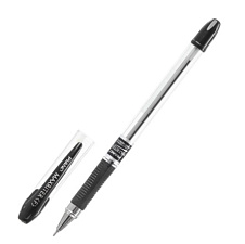 Ручка шариковая Piano Maxriter "РТ-335-12/black", масляный черный стержень, 0.5 мм, прозрачный корпус, игольчатый наконечник, резиновая манжетка