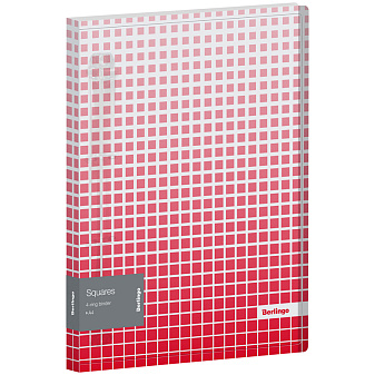 Папка на 4 кольца корешок 24мм Berlingo "Squares" пластик, плотность 600 мкм, внутренний карман, цвет белый/красный