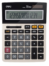 Калькулятор Deli 14 разряд.  1672С 211х154х41мм бухгалтерский, настольный, серебристый