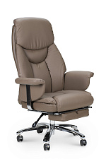 Кресло Парламент экокожа. цвет серо-коричневый. Стальной каркас. Хромированная крестовина. Механизм Мультиблок. Нагрузка до 120 кг.